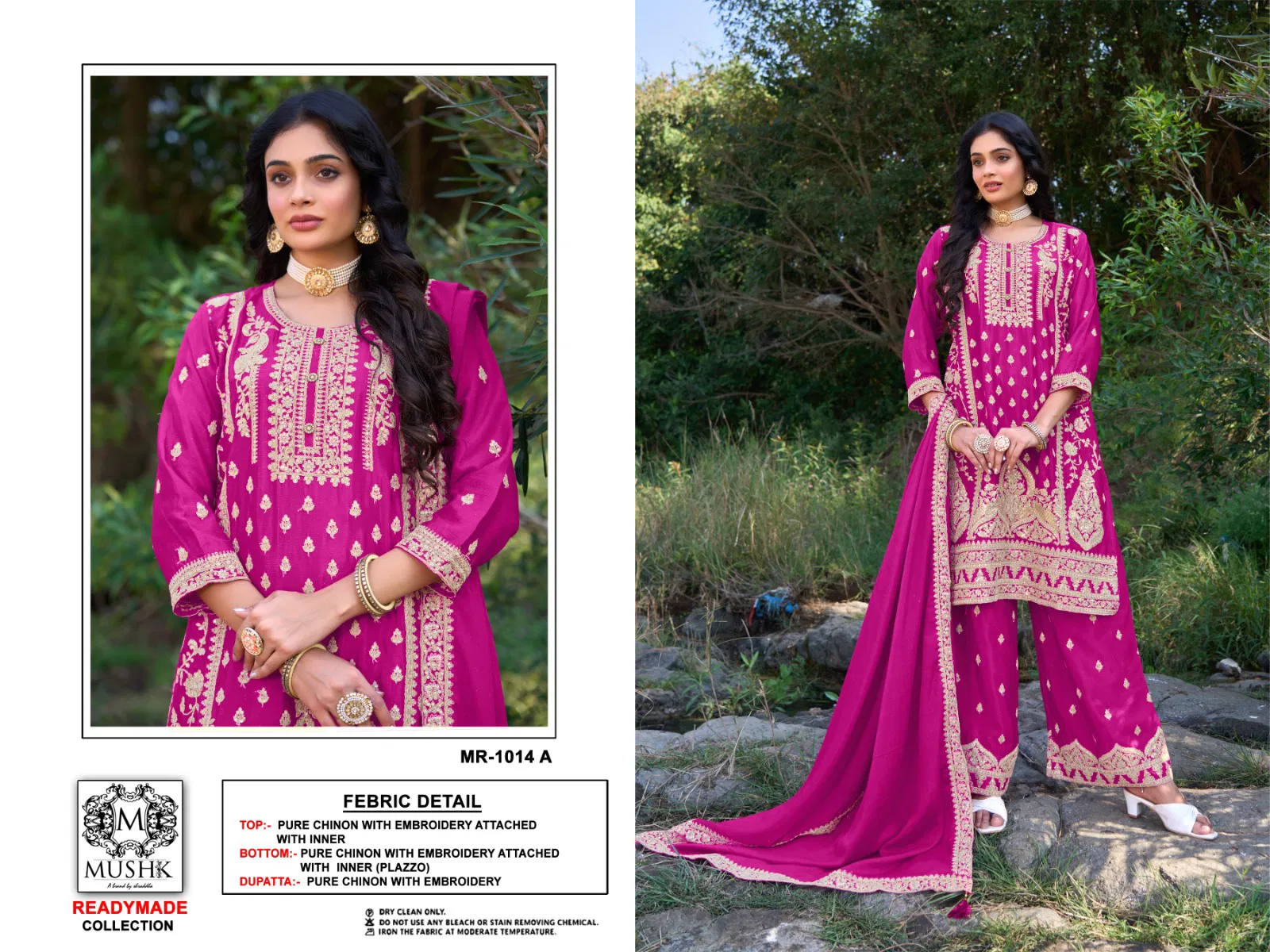 MR 1014 A To D By Mushk Chinon Embroidery Readymade Suits Wholesale Online